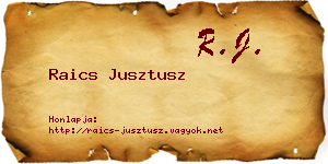 Raics Jusztusz névjegykártya